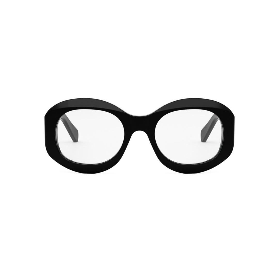 Celine Round Thick Logo Lens Frame In Animal Print