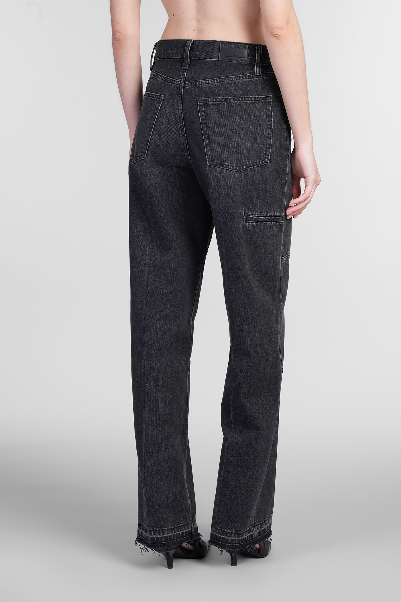 Helmut Lang Womens Carpenter Faded-wash Straight-leg Mid-rise Denim Jeans Faded Black In Black
