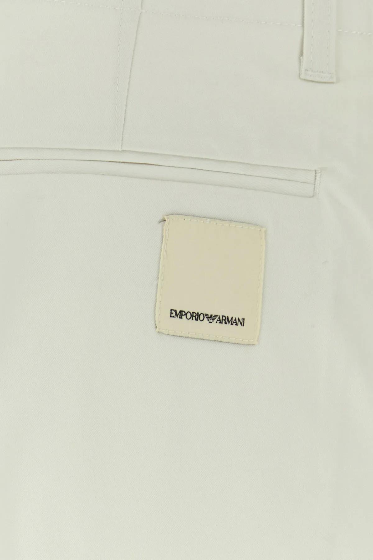 Shop Emporio Armani Chalk Stretch Cotton Chino Pant In Yellow Cream