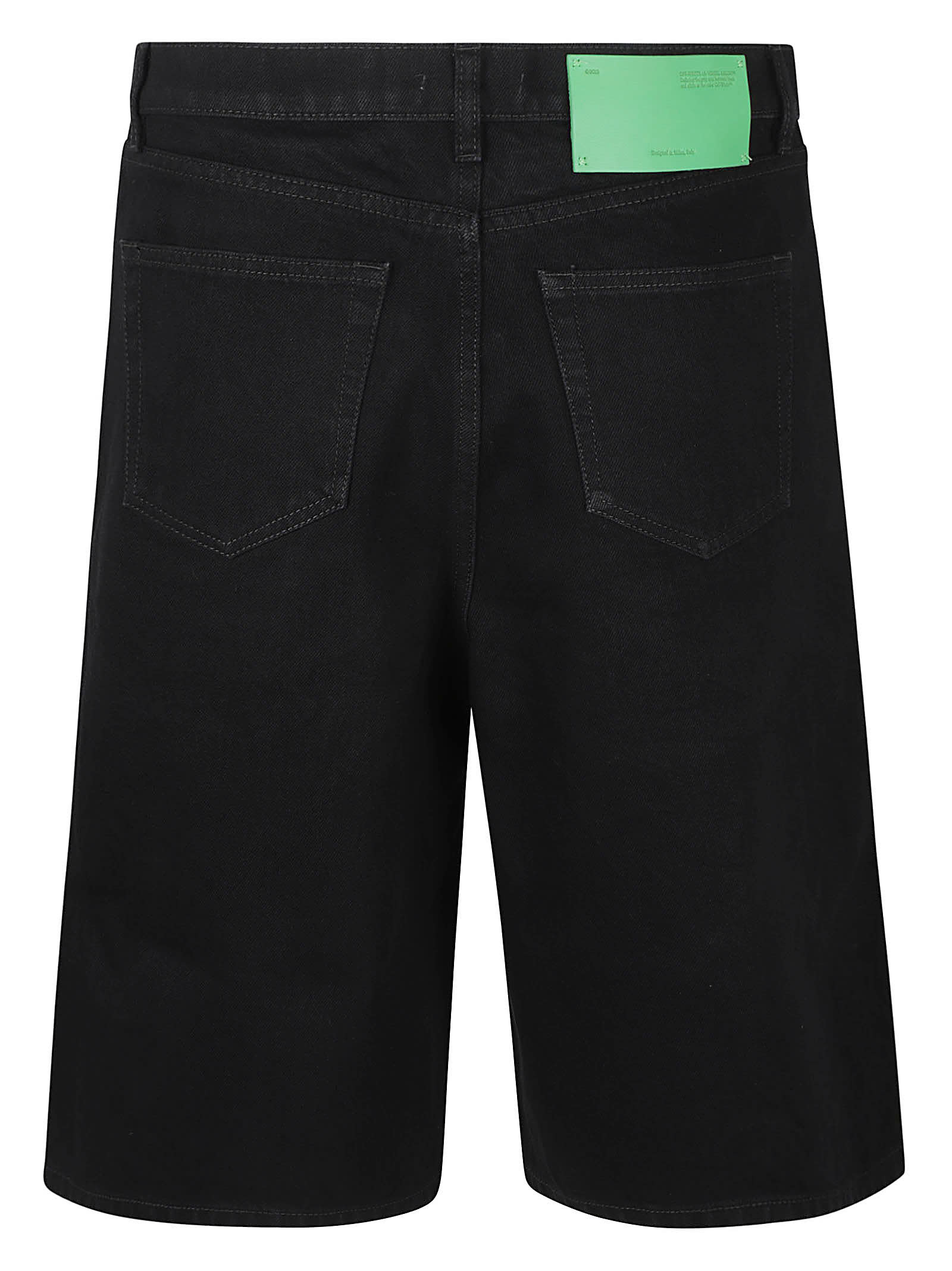Off-white Off White Black Denim Bermuda Shorts In Black/blue