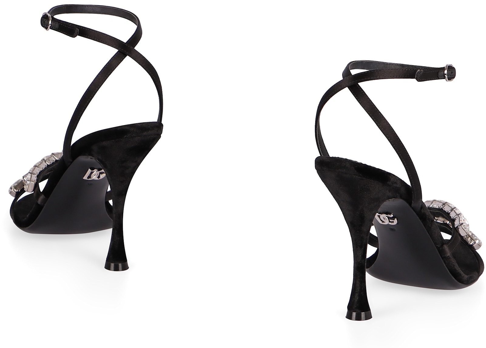 Dolce & Gabbana Keira 105 Satin Sandals With Gemstone Embellishments In Black