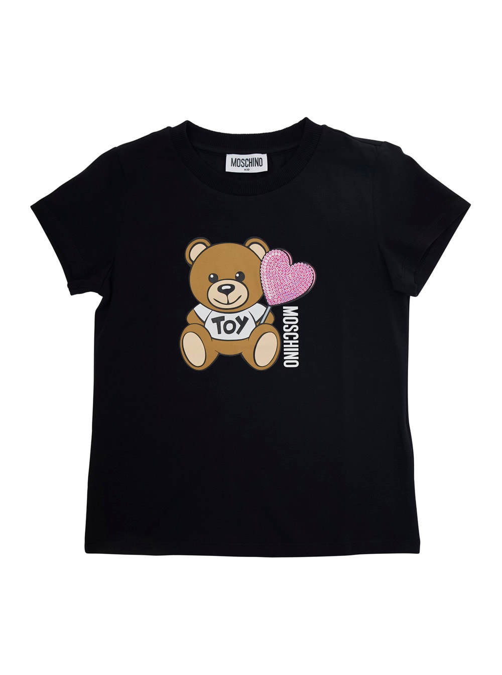 Moschino Black T-shirt With Teddy Bear Print On The Front In Cotton Girl In Black