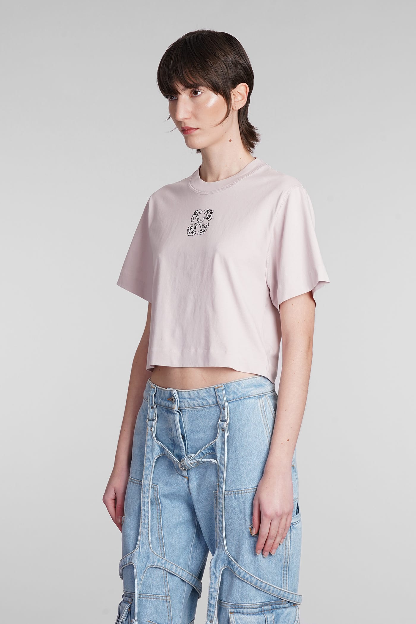 Shop Off-white T-shirt In Rose-pink Cotton