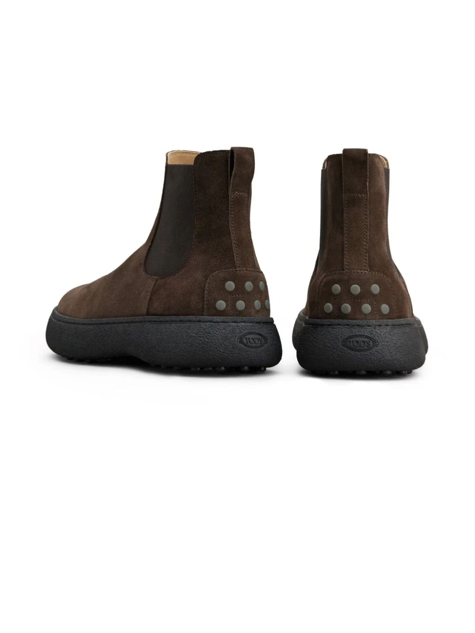 Shop Tod's Brown Suede Ankle Boots