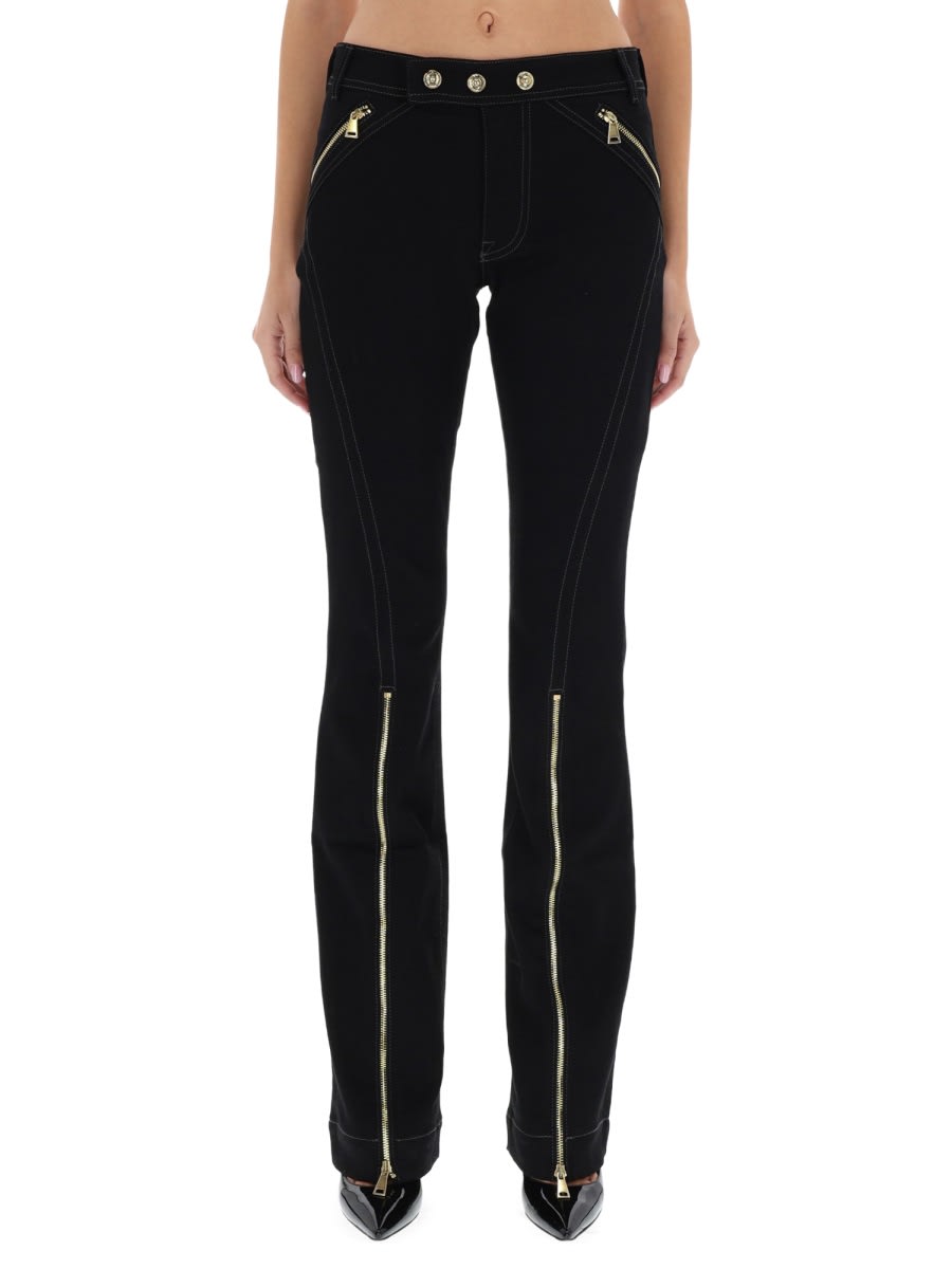 Versace Jeans Couture Tailored Trousers Featuring Contrast Stitching In Black