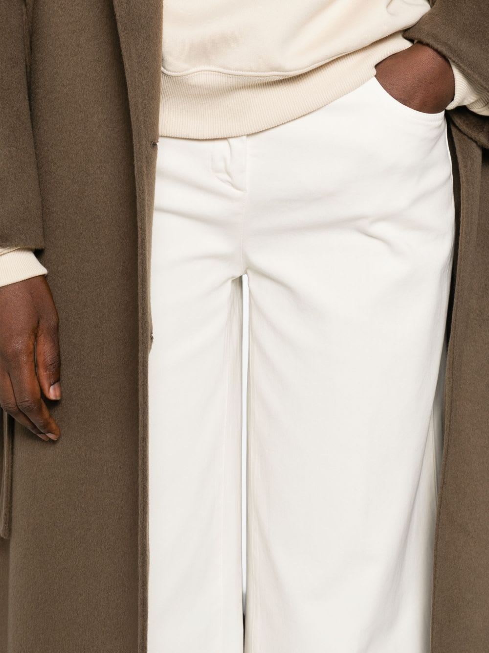 Via Masini 80 Cotton Wide-leg Trousers In White