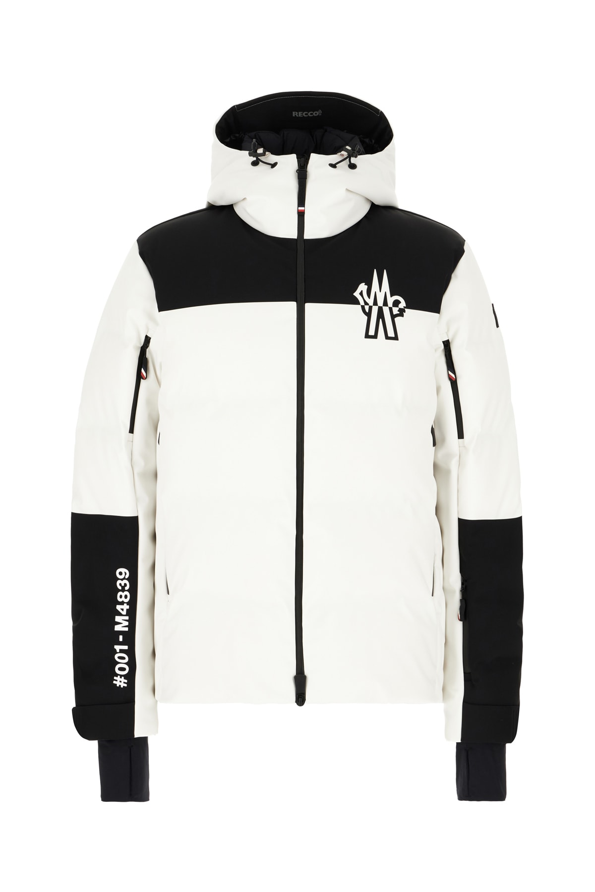 Shop Moncler Two-tone Stretch Polyester Curtis Down Jacket In Black White