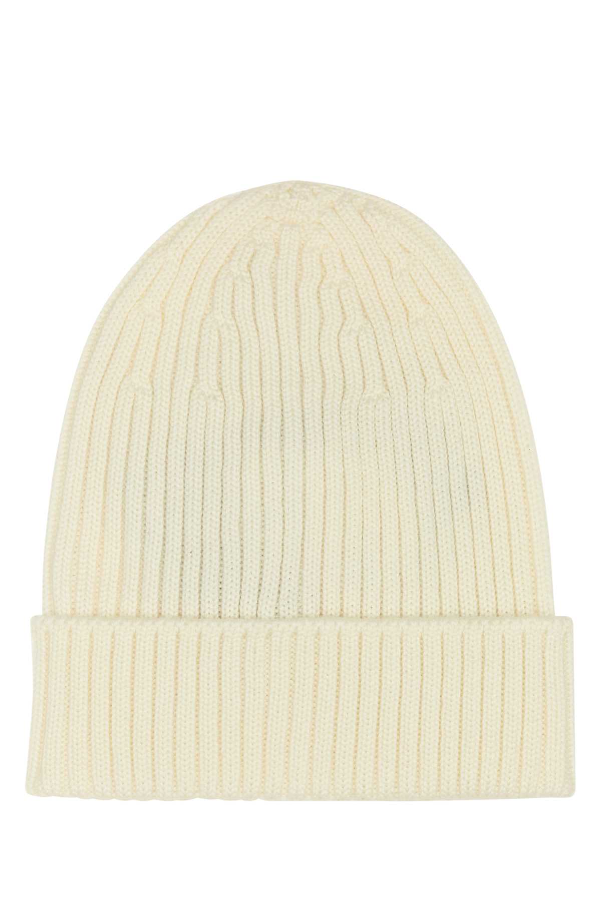 Prada White Wool Beanie Hat In Bianco