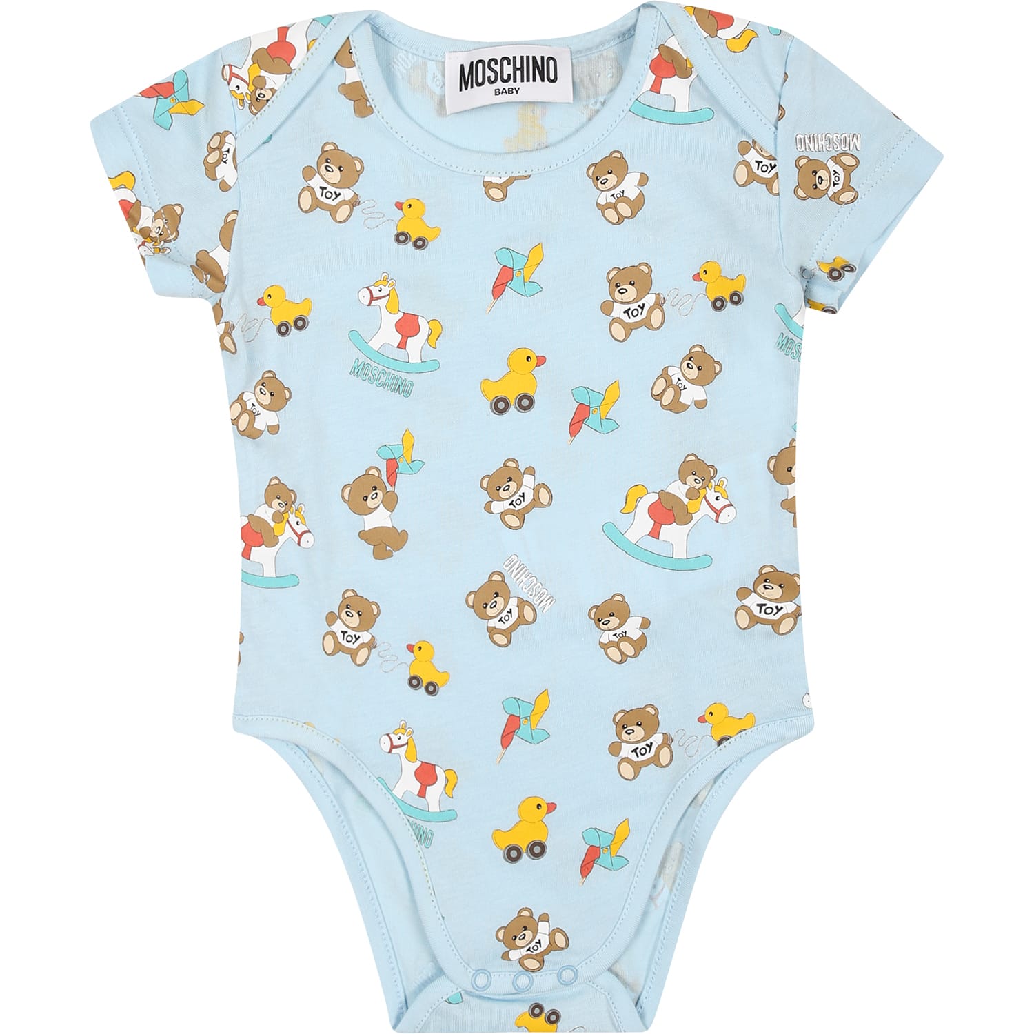 Shop Moschino Light Blue Set For Baby Boy With Teddy Bear