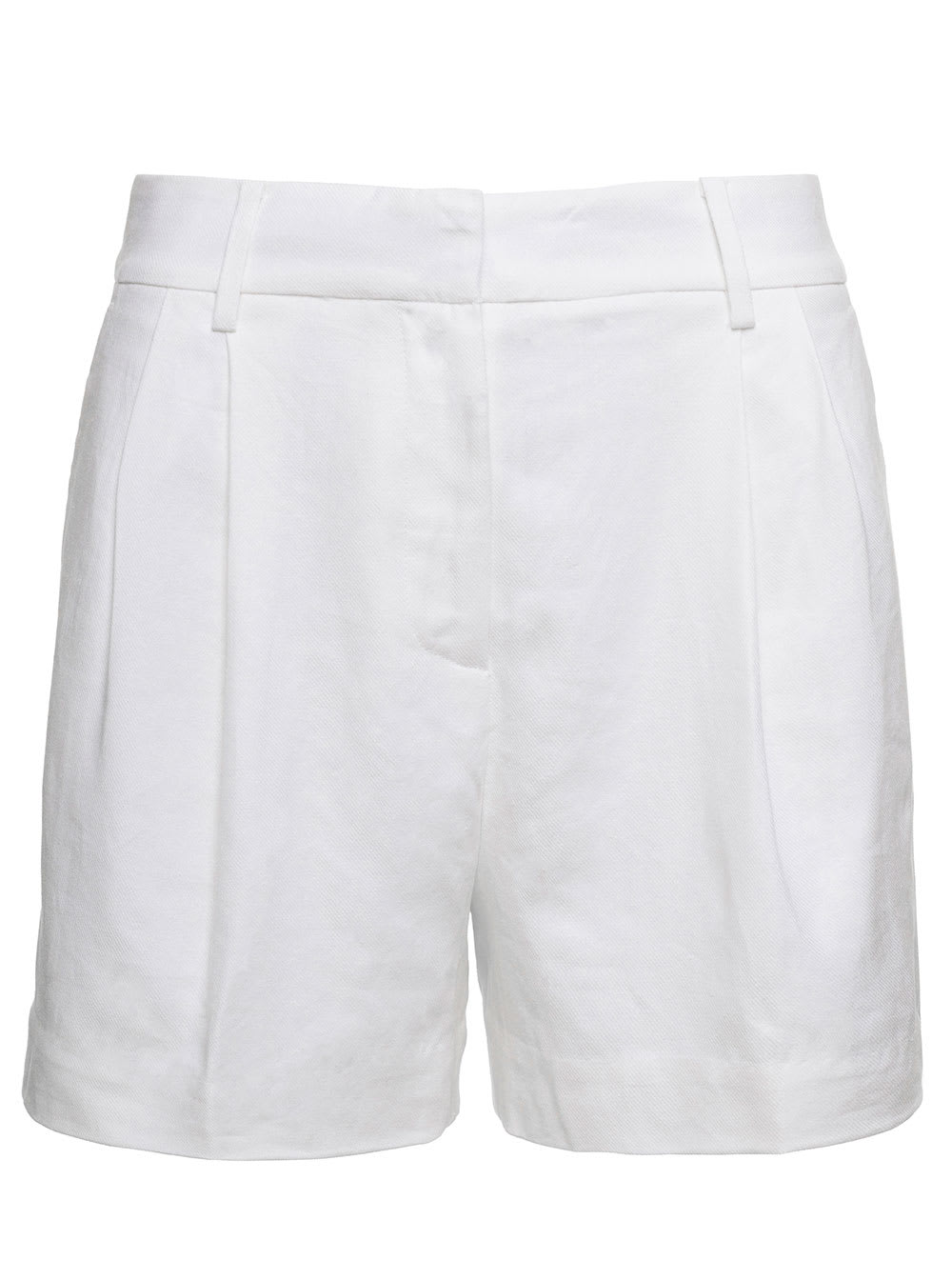 MICHAEL MICHAEL KORS WHITE BERMUDA SHORTS WITH CONCEALED FASTENING IN LINEN BLEND WOMAN