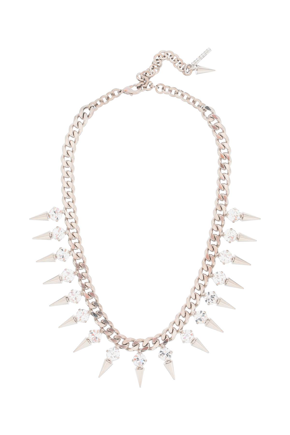 Alessandra Rich Choker With Crystals And Spikes In Crystal Silver (silver)