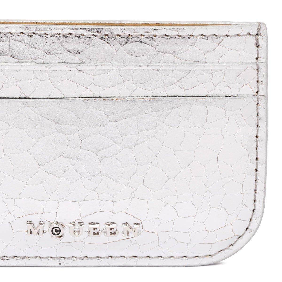 Alexander Mcqueen Logo Lettering Card Holder In Silver