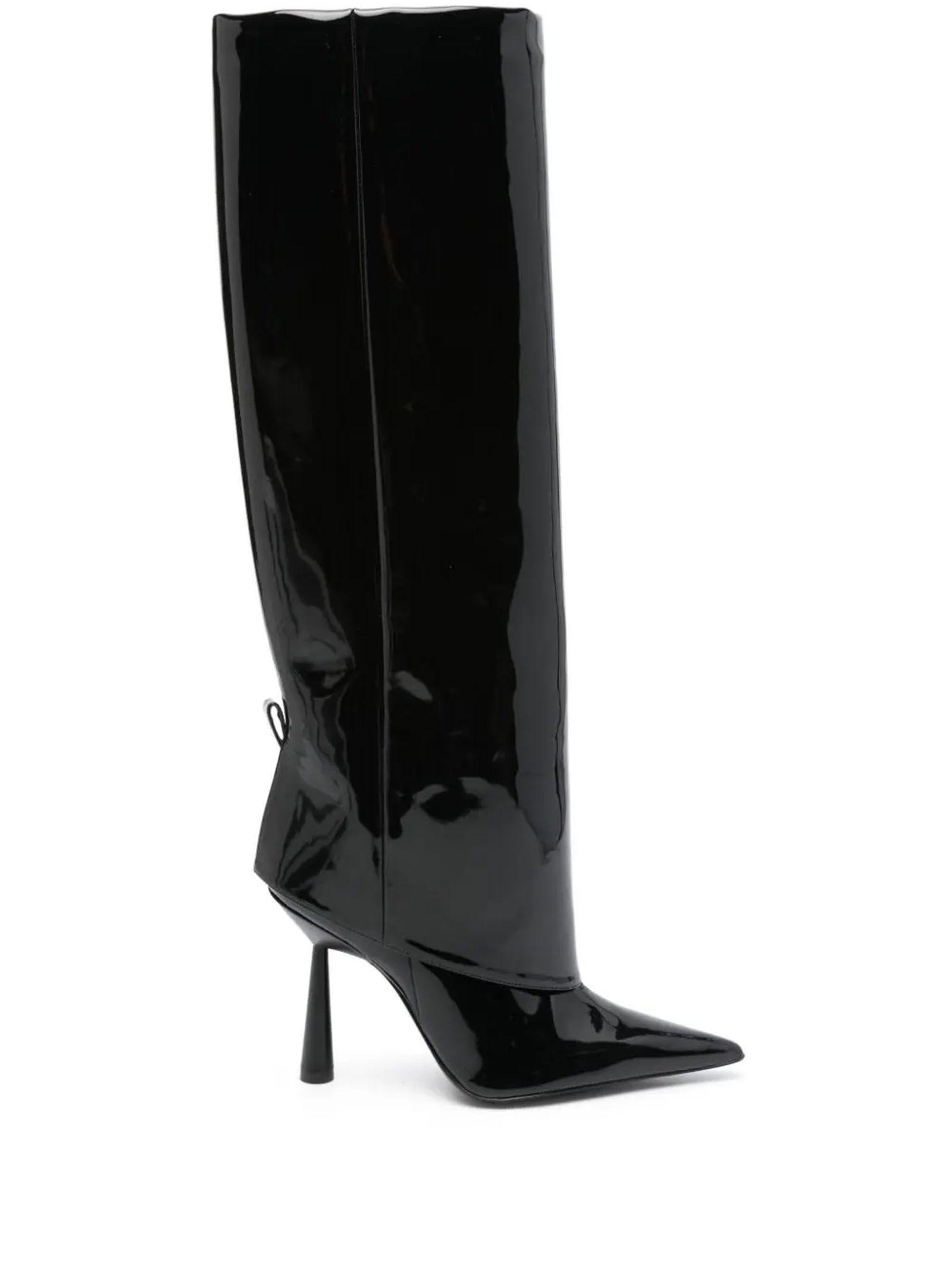 Black Faux Leather Ros Boots