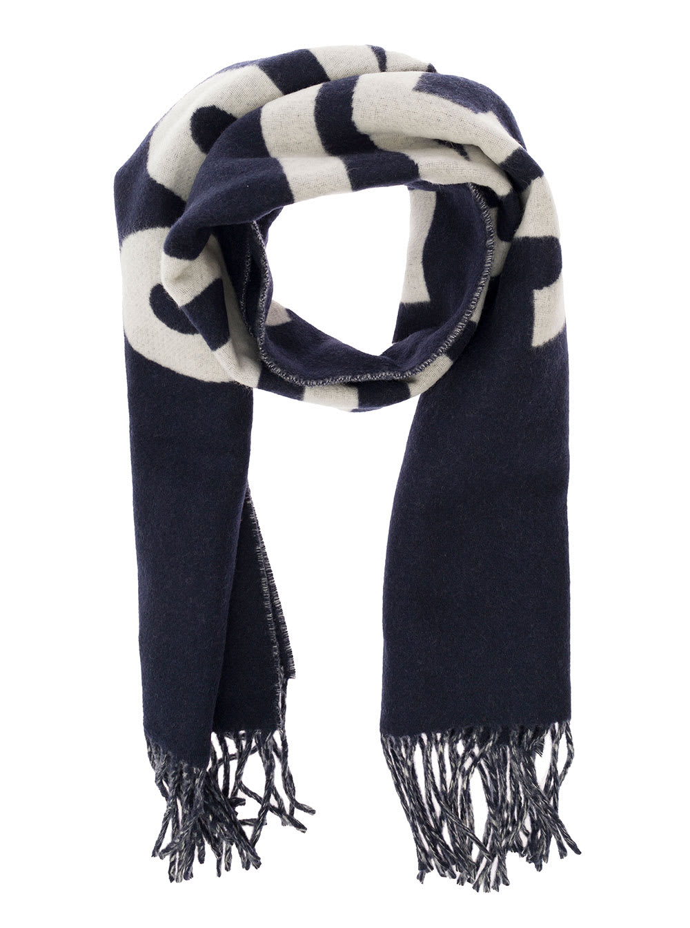 Shop Jacquemus Lècharpe Blue Oversize Scarf With Jacquard Motif In Wool Man