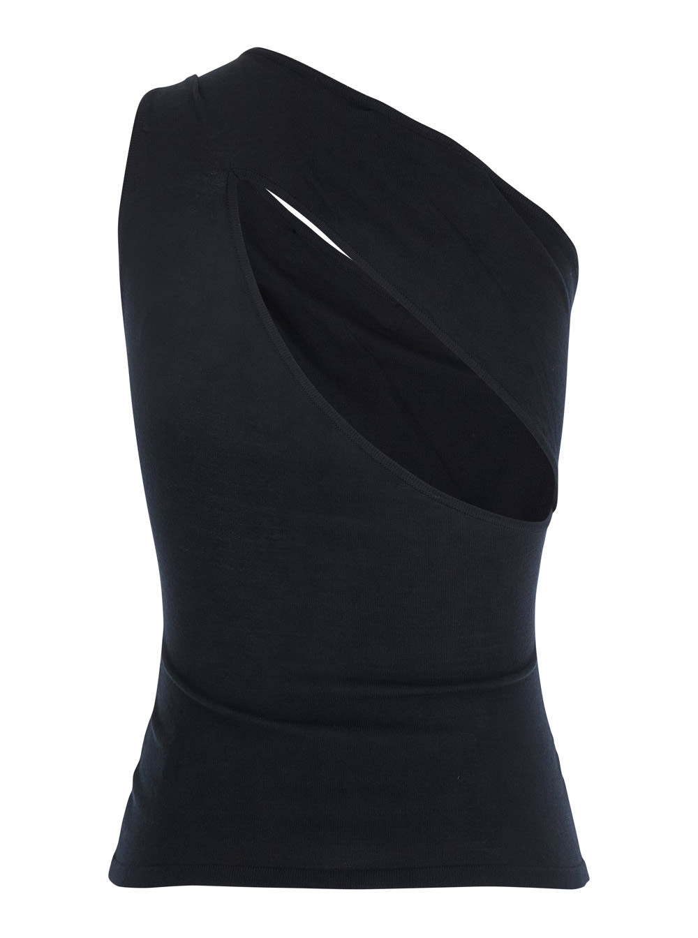 Shop Federica Tosi Black One-shoulder Top With Jewel Detail On The Front In Viscose Blend Woman