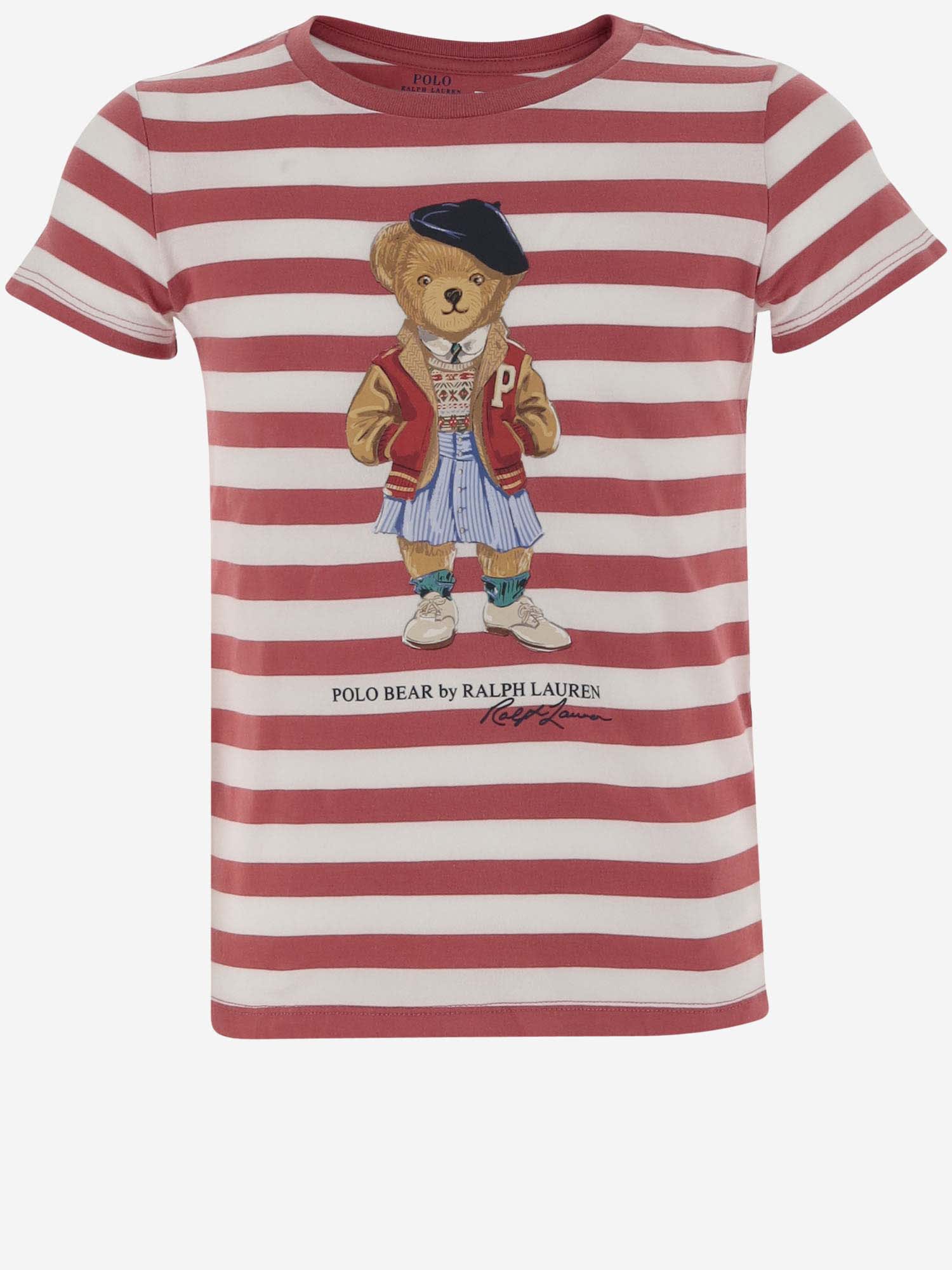 Ralph Lauren Kids' Cotton Polo Bear T-shirt In Rosso