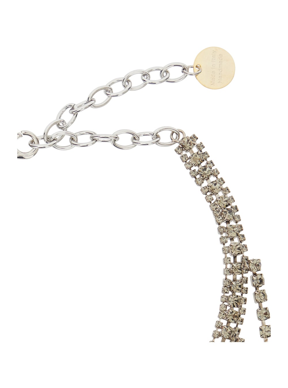 Silvia Gnecchi Metallic-colored Necklace With All-over Applied Glass Crystals And Adjustable Clasp In Metallic
