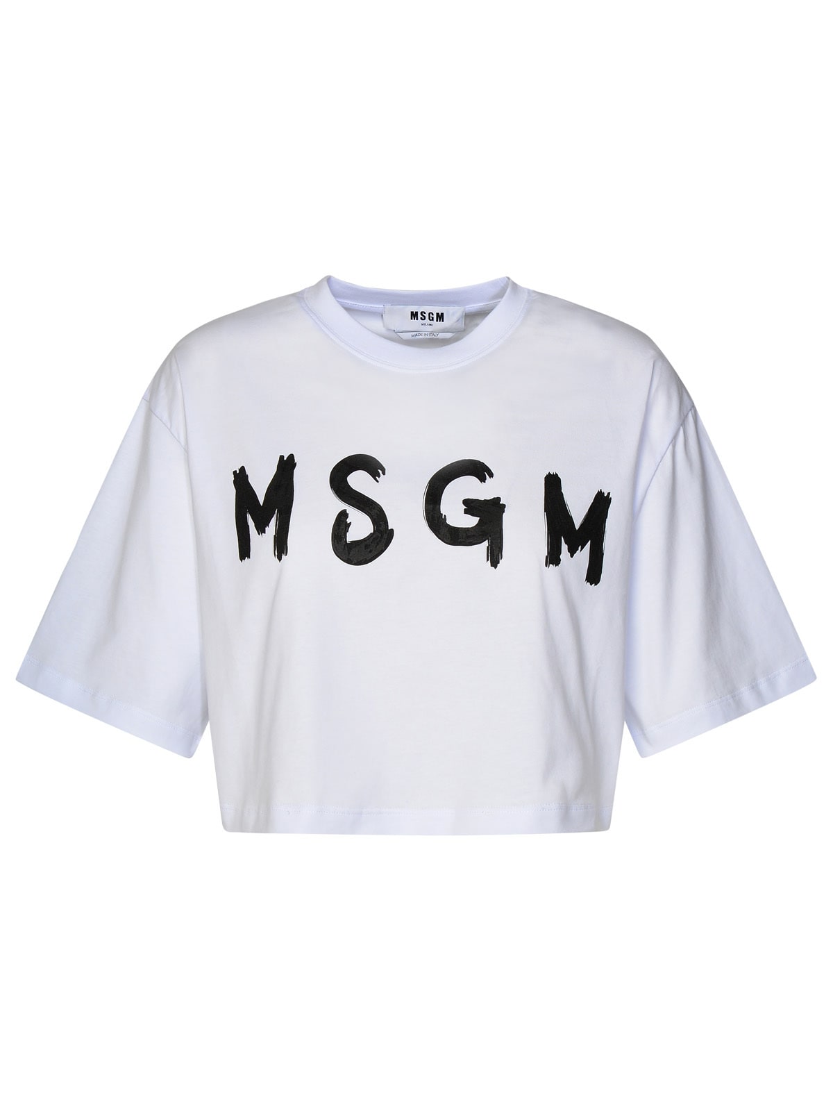 Shop Msgm White Cotton T-shirt In Bianco