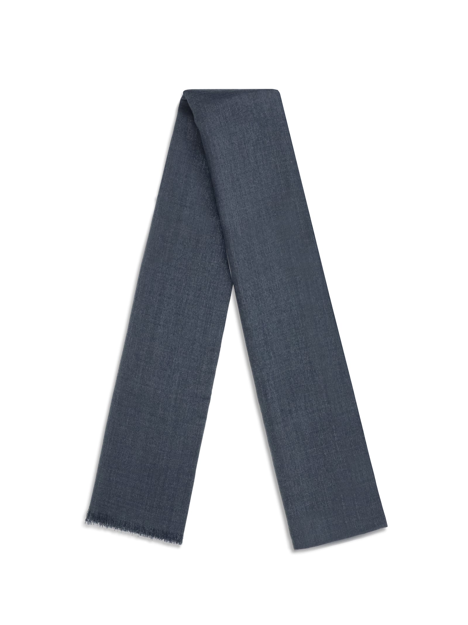 Brunello Cucinelli Silk And Cashmere Scarf In Blue