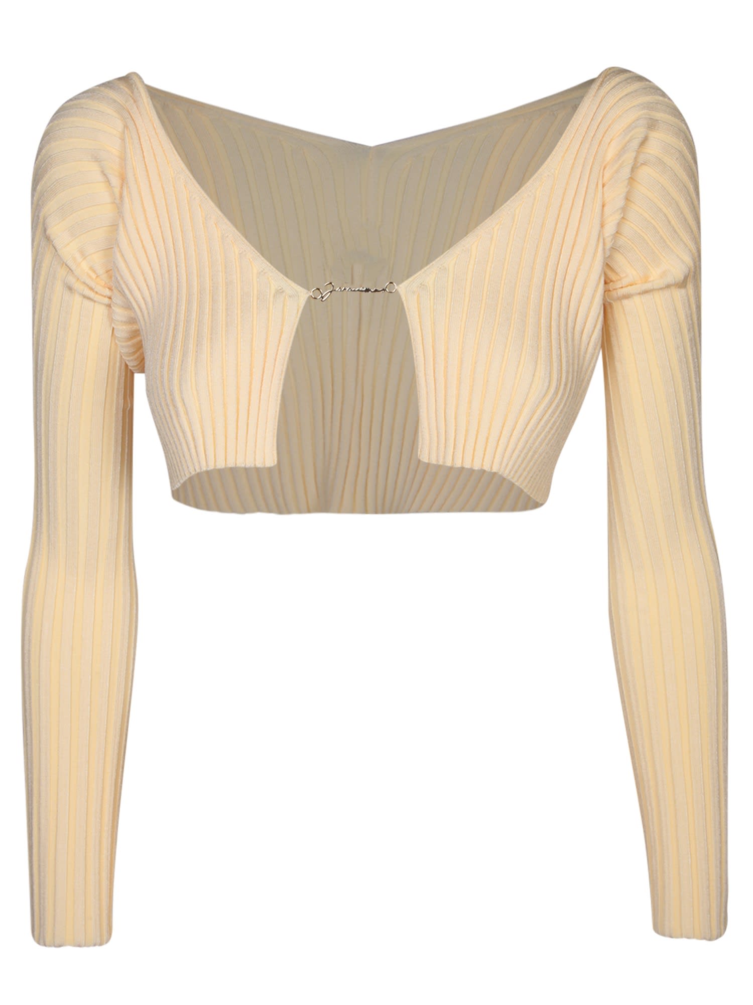 Shop Jacquemus Le Maille Pralu Yellow Cardigan