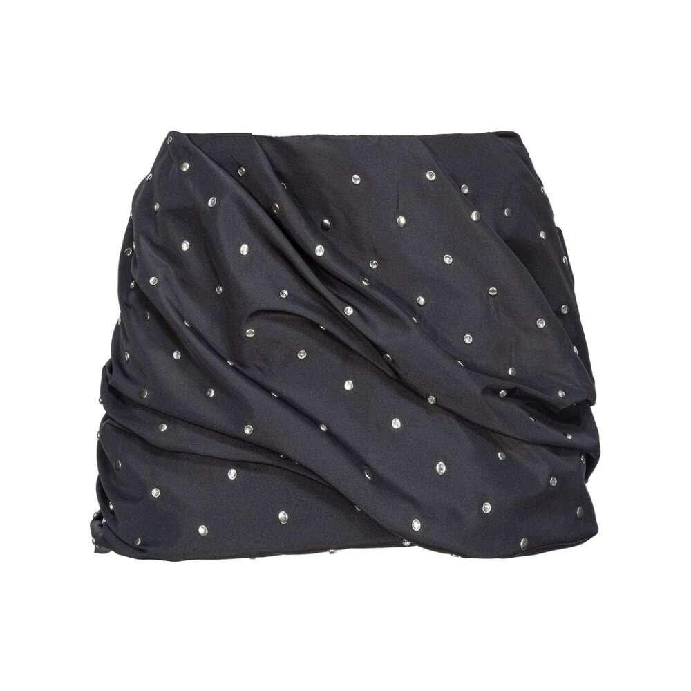 Shop Pinko Embellished Drapped Skirt In Nero Limousine