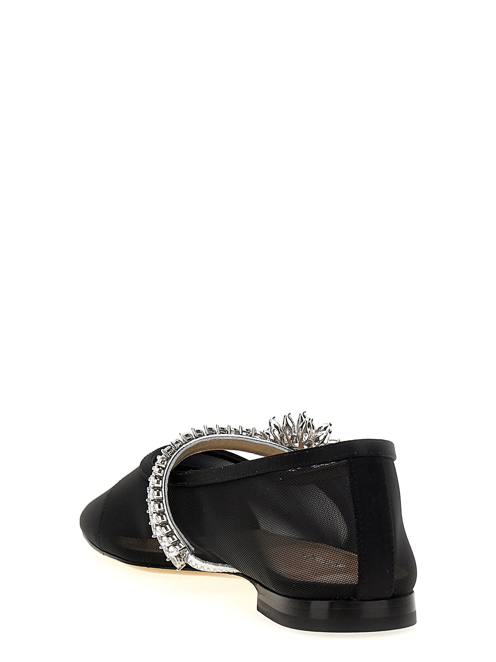 Mach &amp; Mach Lotus Flower Ballerinas In Black