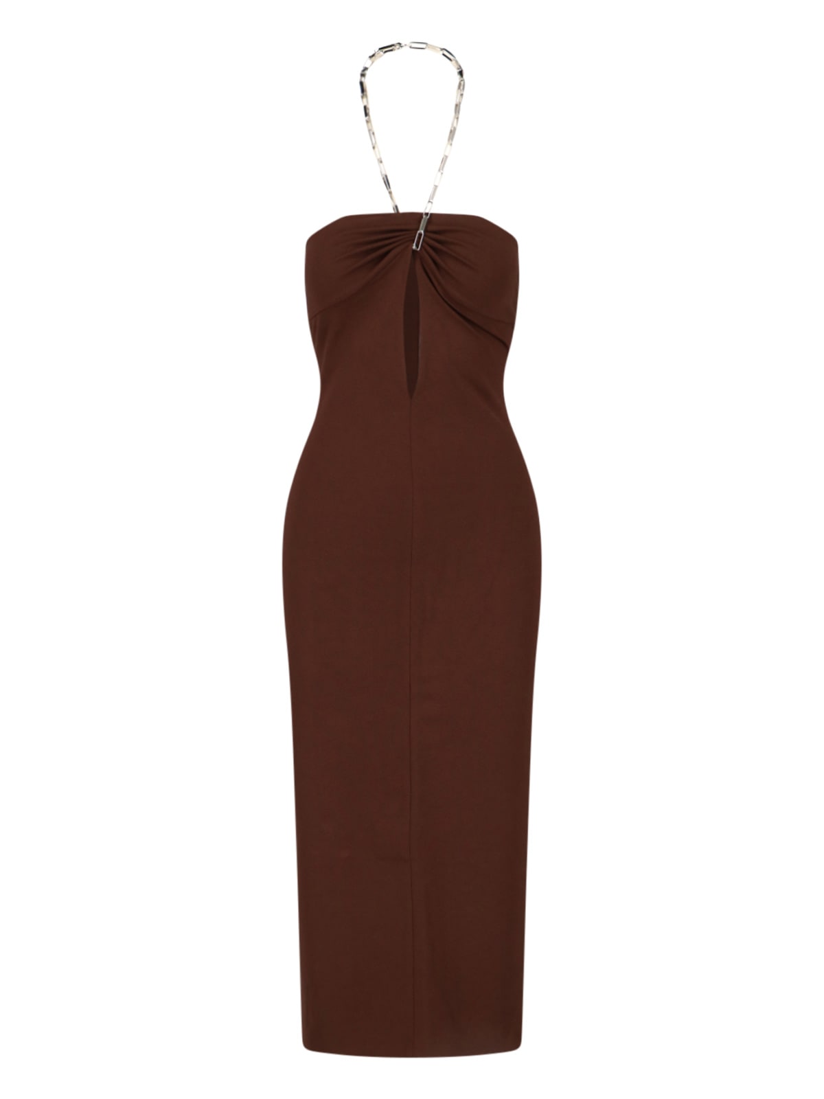 Shop Attico Chain Detail Dress In Brown