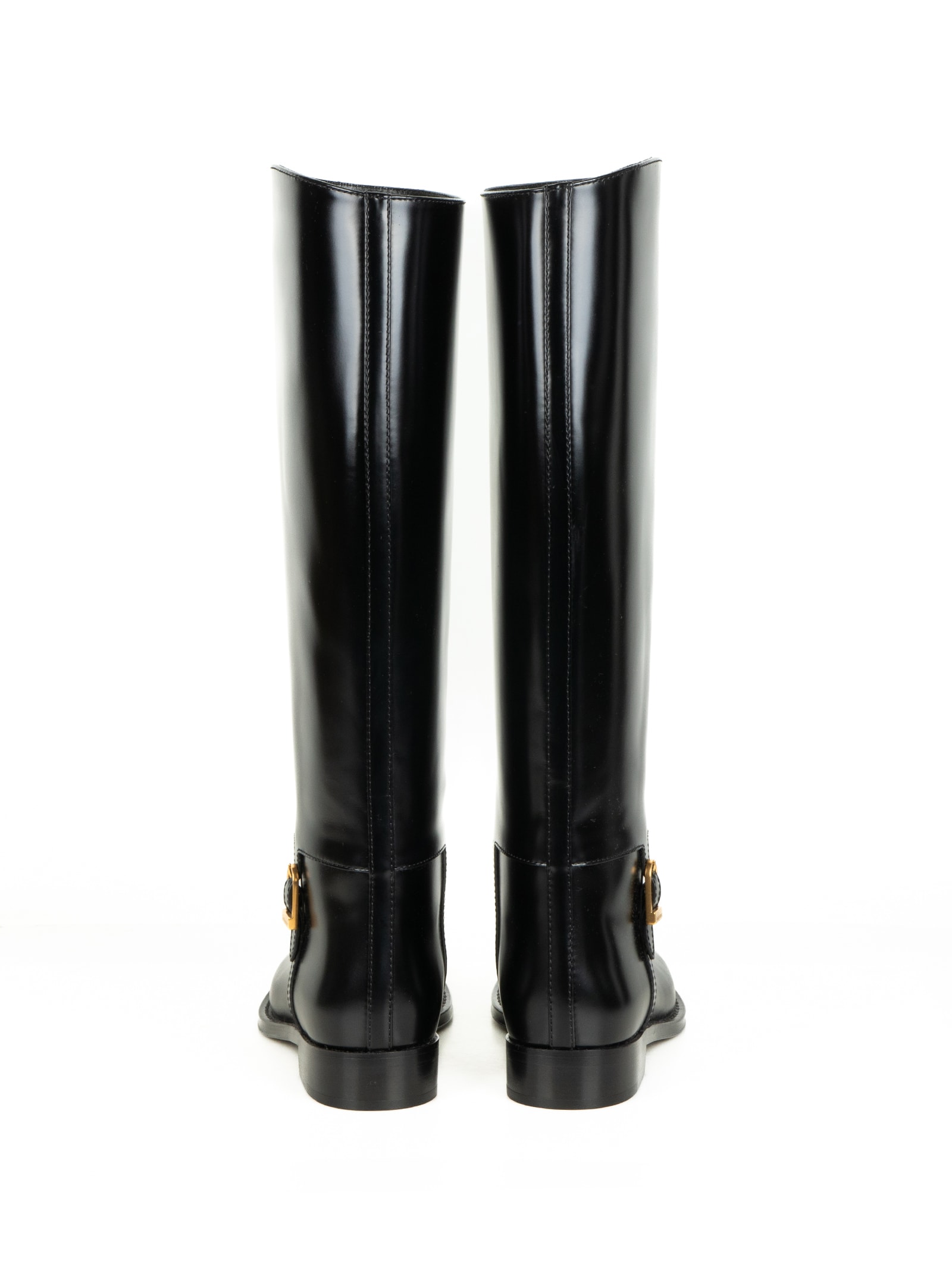 Saint Laurent Julia Glossed Leather Knee-high Boots In Animal Print