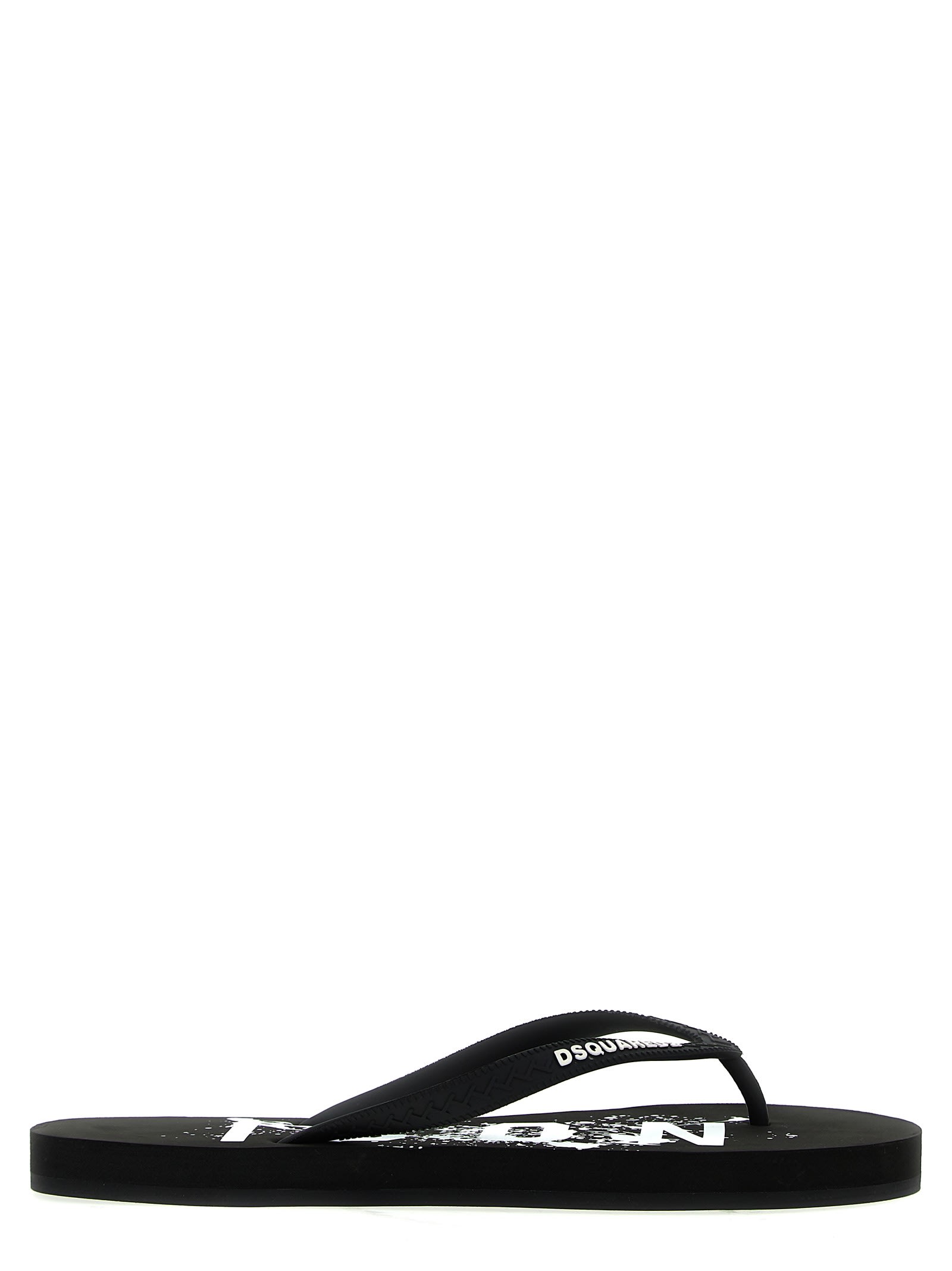 Shop Dsquared2 Logo Thong Sandals In Black
