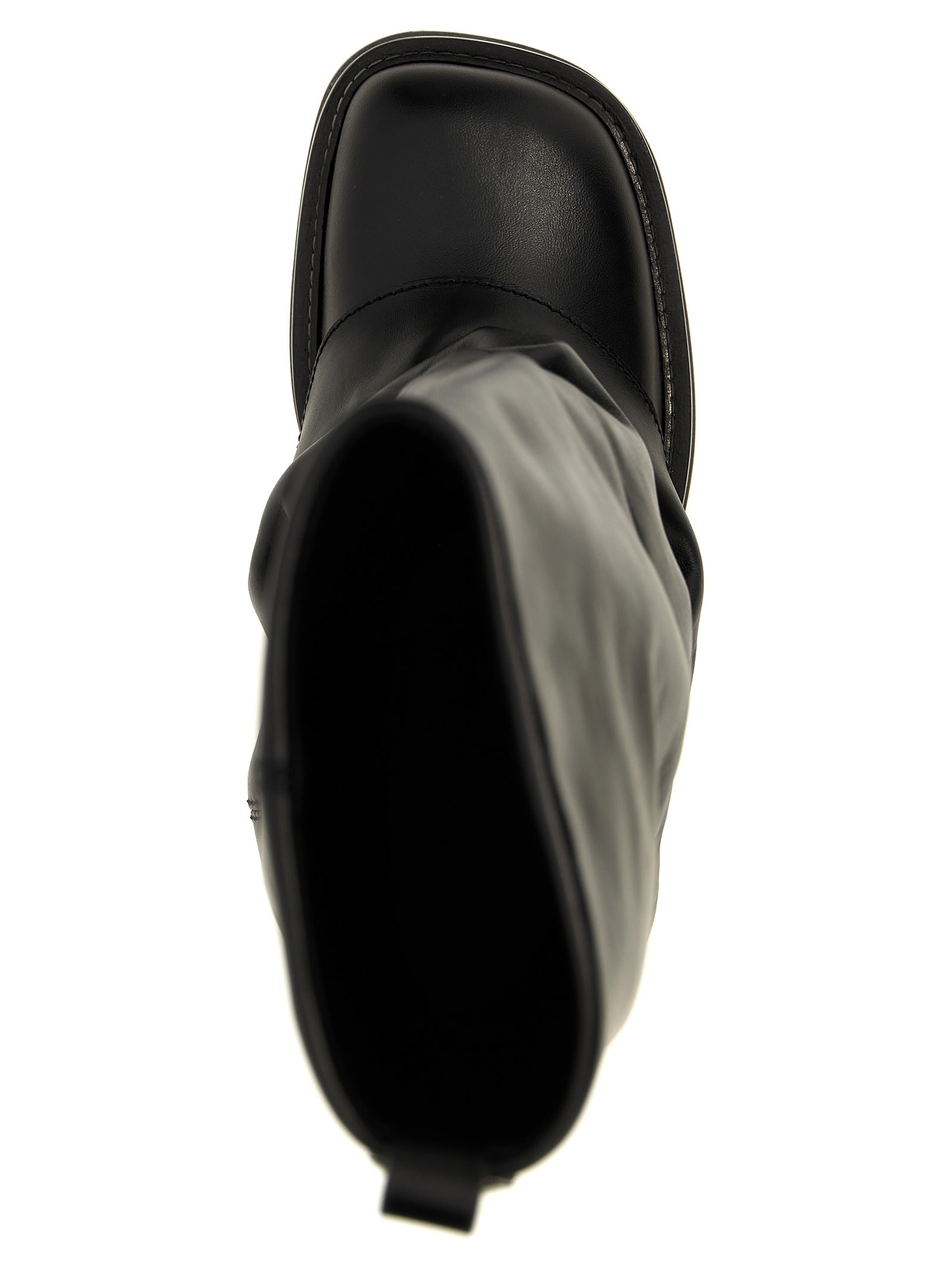 Attico Stylish Combat Boots With Square Toe Design In Black