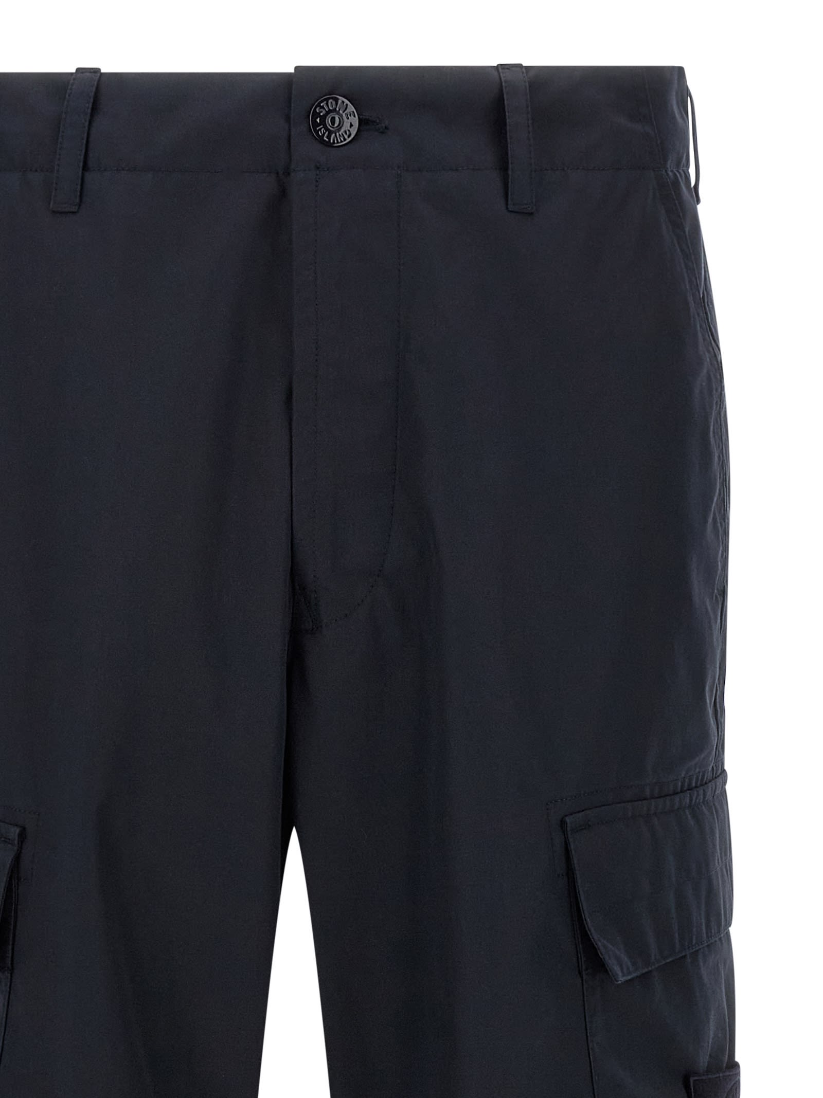 Stone Island Mens Navy Blue Ghost Waterproof Cotton-canvas Trousers In Blue