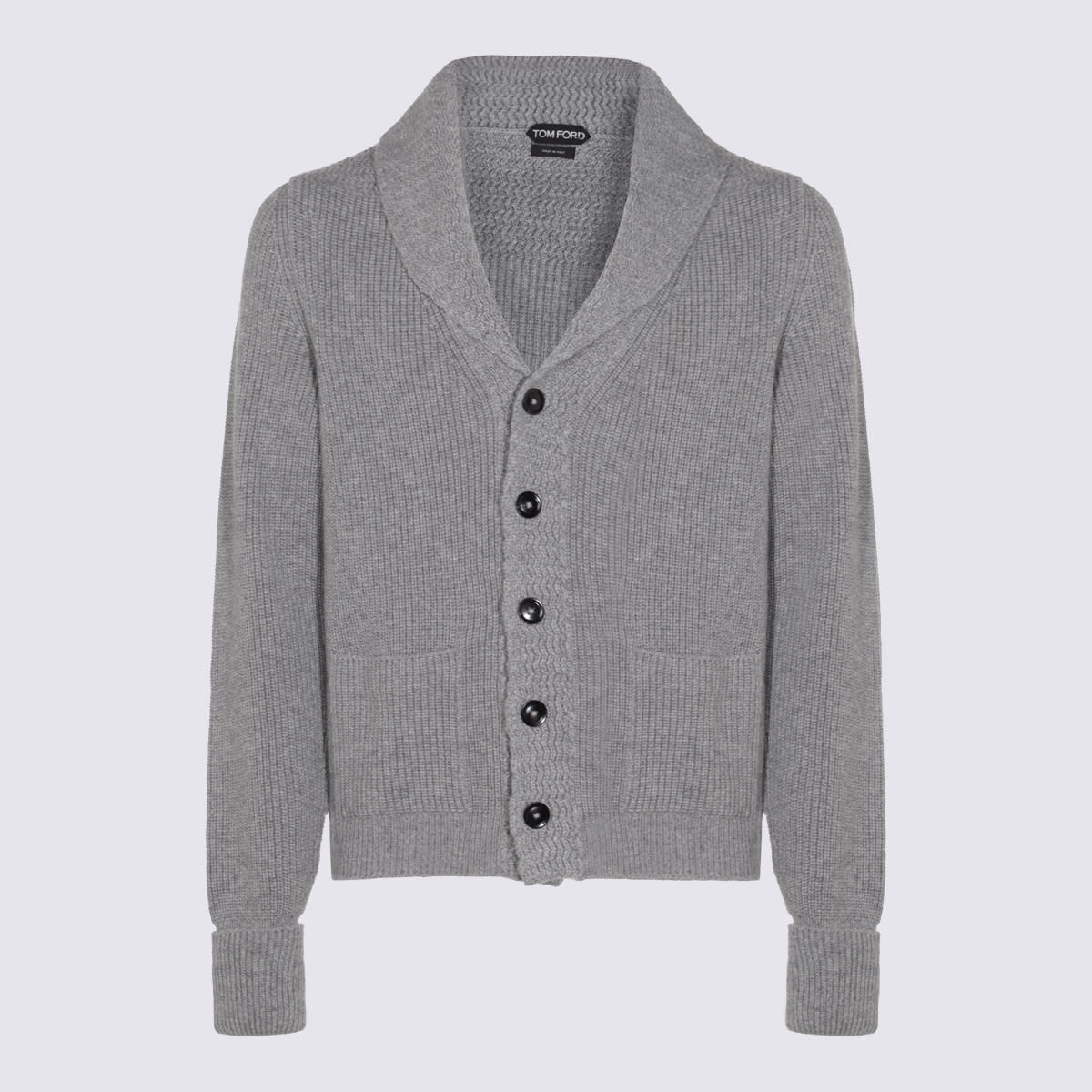 Tom Ford Shawl Collar Sweater Front Pockets In Gray