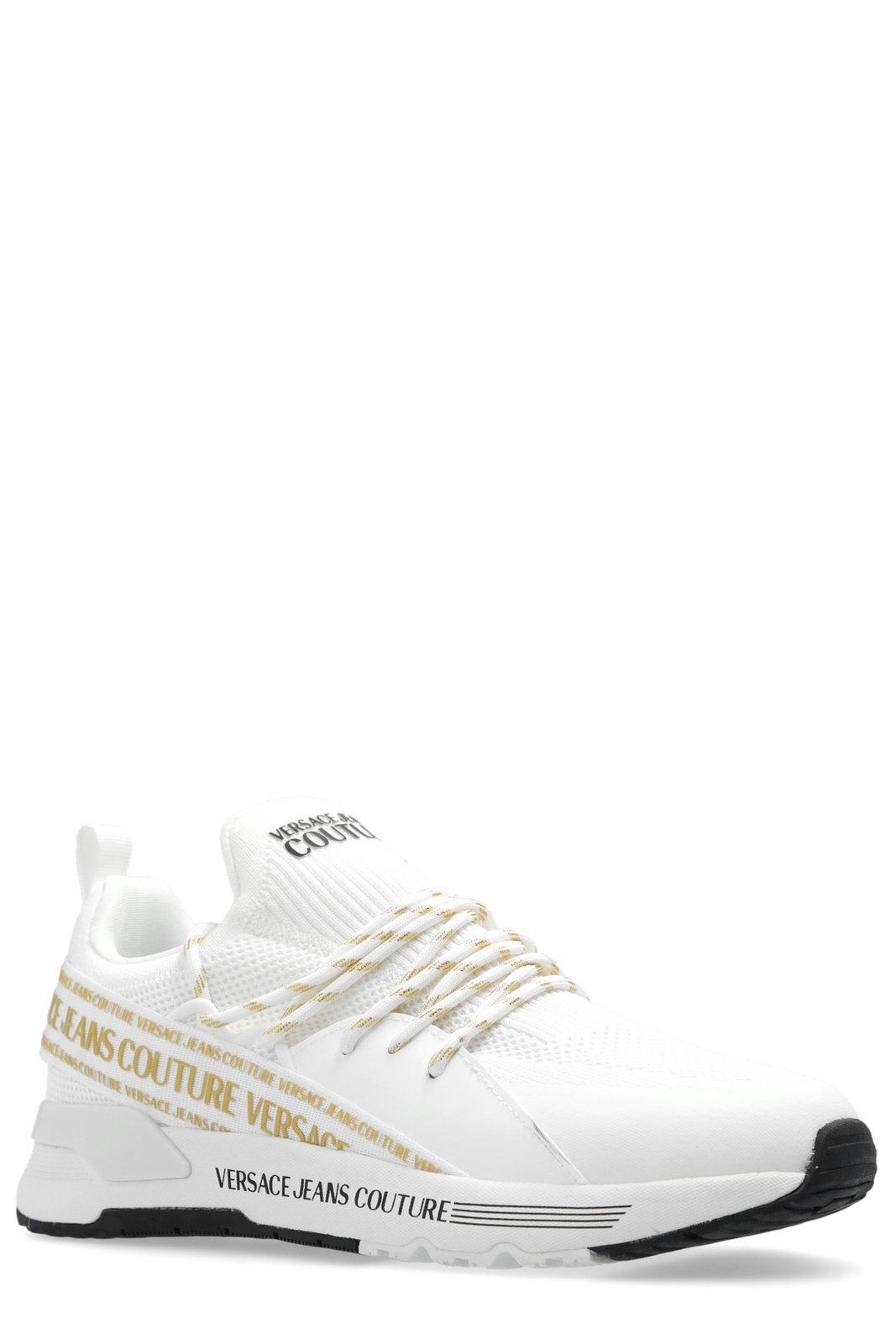 Shop Versace Jeans Couture Dynamic Logo-strap Round-toe Sneakers In White