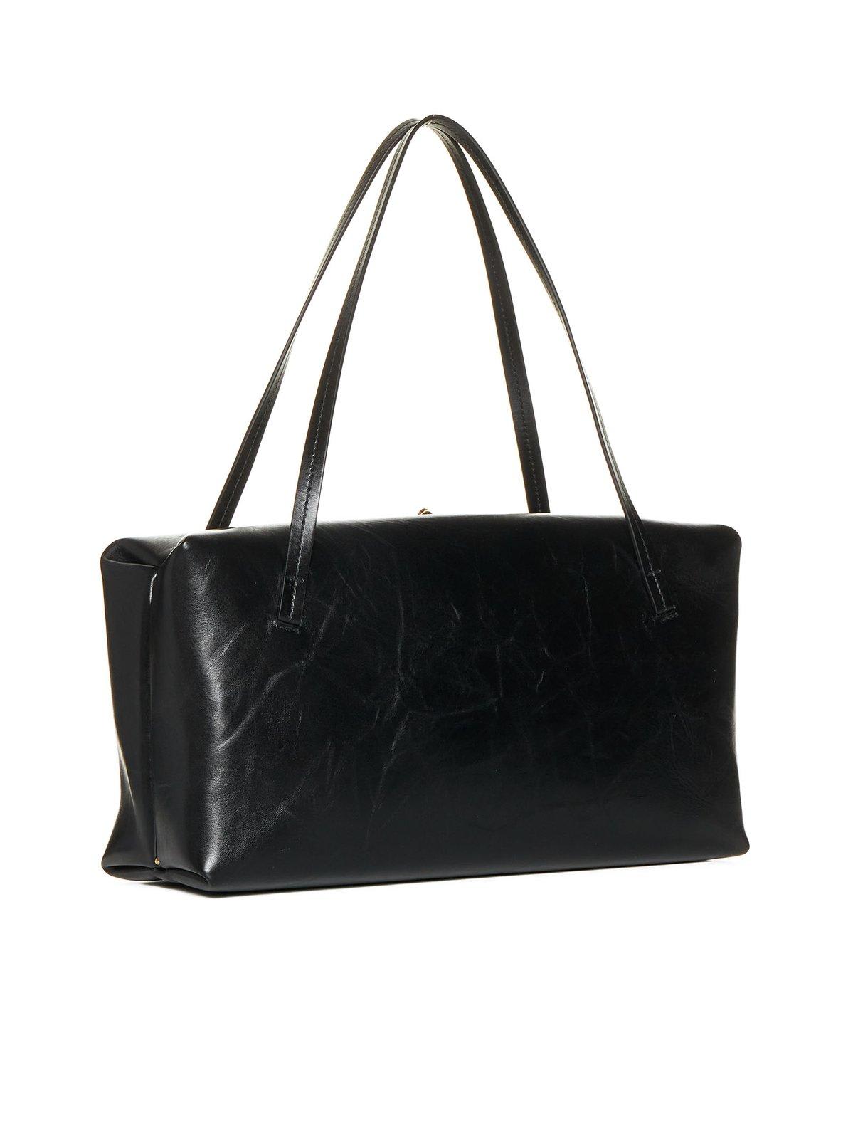 Jil Sander Large Goji Pillow Black Leather Bag In Black