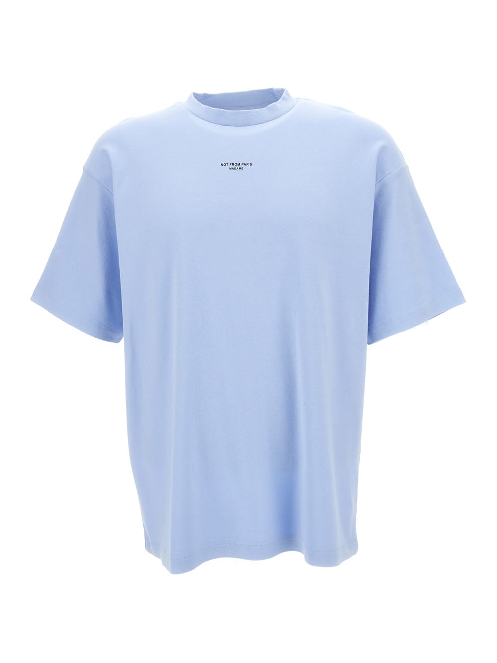 Shop Drôle De Monsieur Light Blue T-shirt With Slogan Print At The Front In Cotton Man
