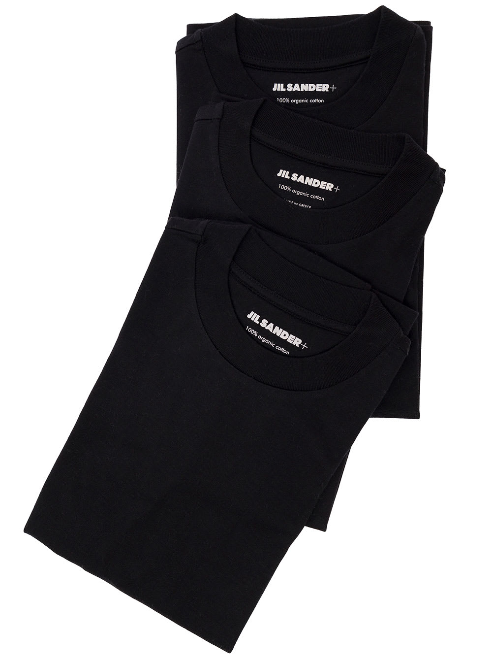 Shop Jil Sander Pack Of Three Black T-shirt With Logo Patch In Cotton Woman In Nero