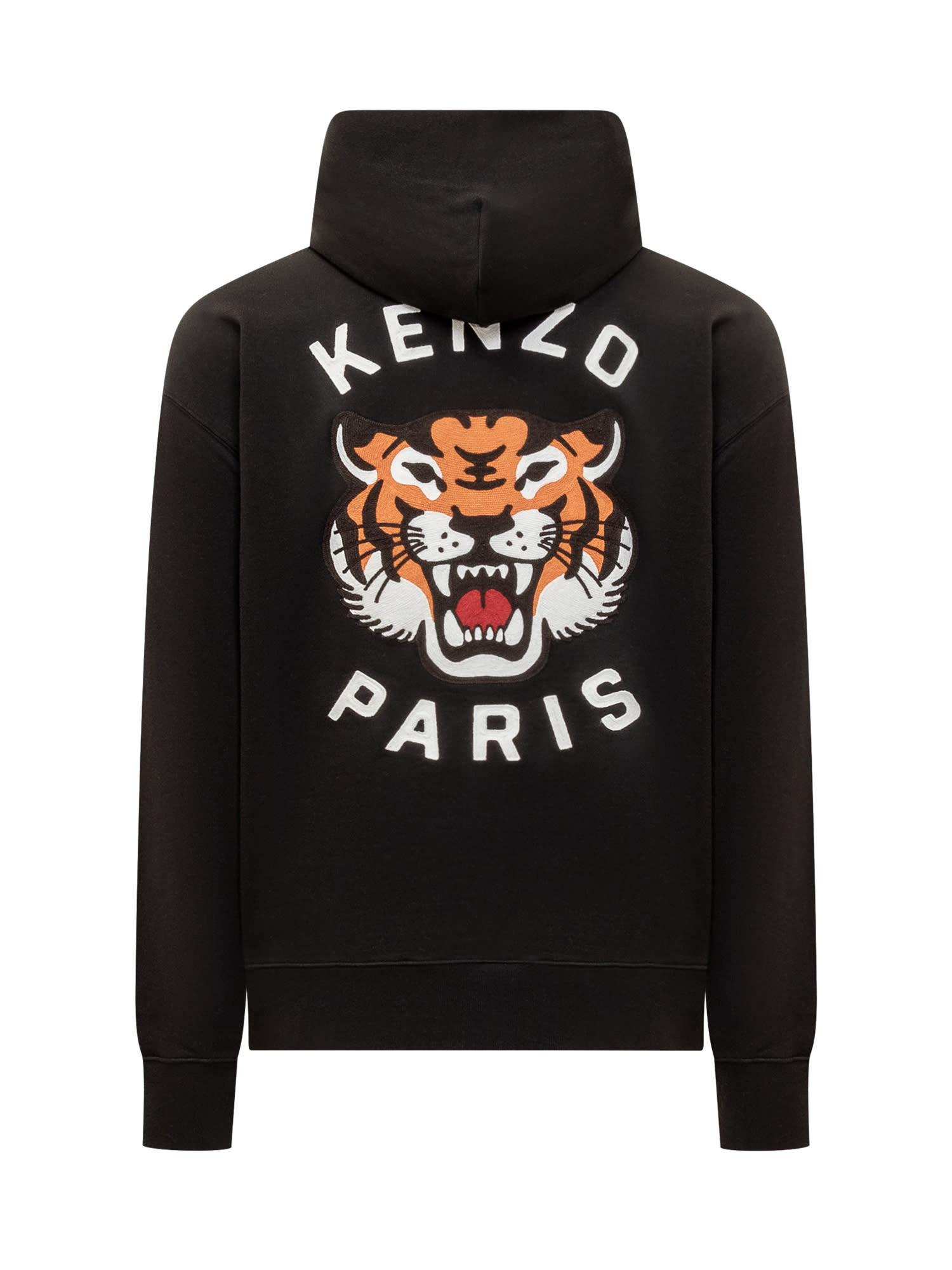 Shop Kenzo Hoodie With Tiger Print In Black