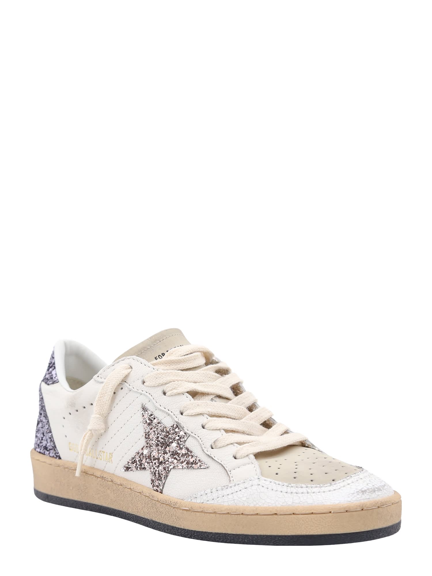 Shop Golden Goose Ball Star Sneakers In White/cinder/antracite