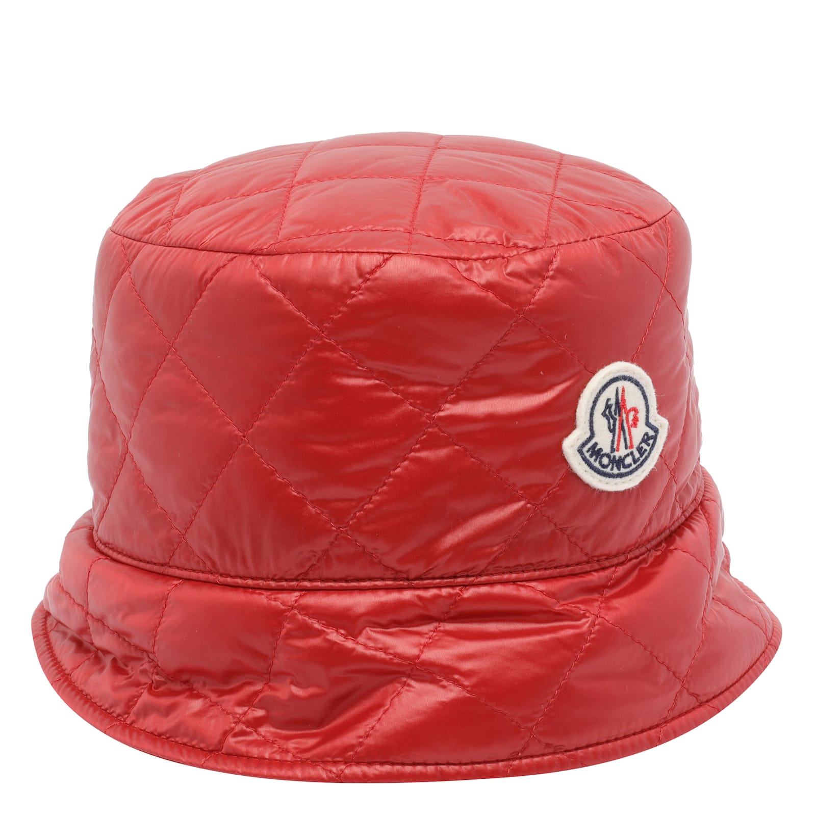 Moncler Diamond Quilted Nylon Bucket Hat In Red
