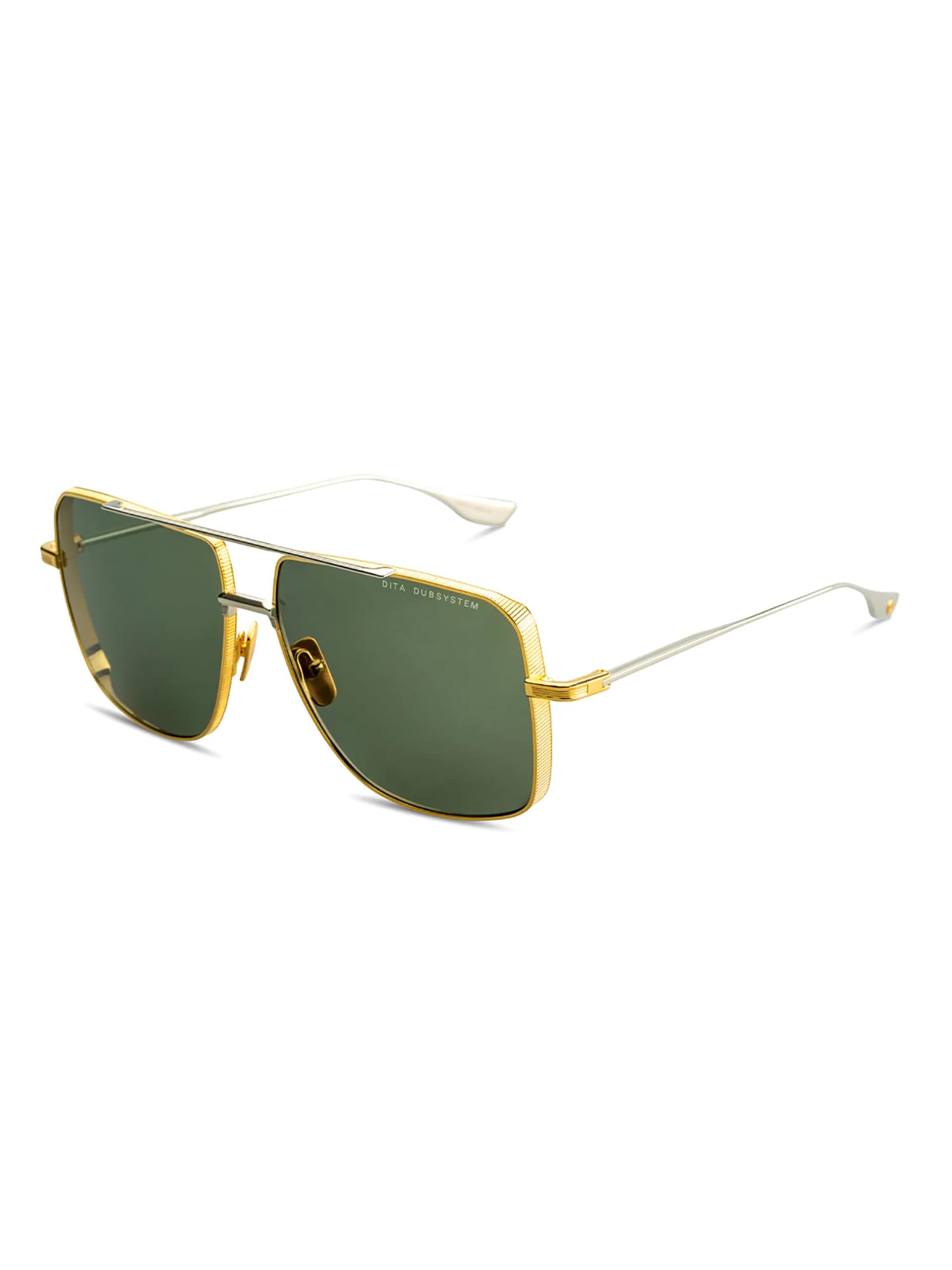 Shop Dita Dts157/a/01 Dubsystem Sunglasses In Yellow Gold