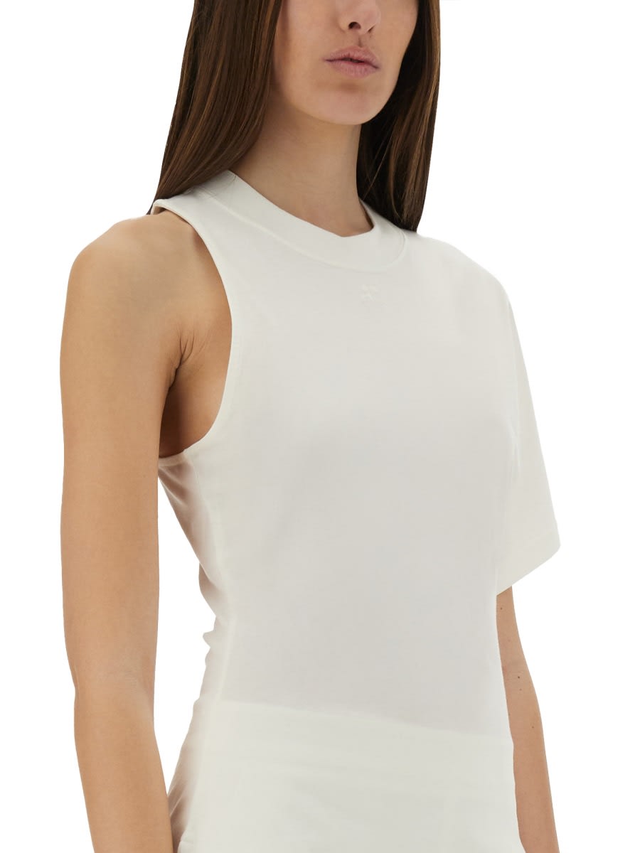 Courrèges Scube One Shoulder Cotton T-shirt In White