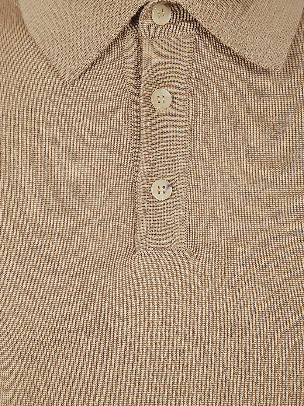 Shop Nuur Long Sleeve Polo In Camel