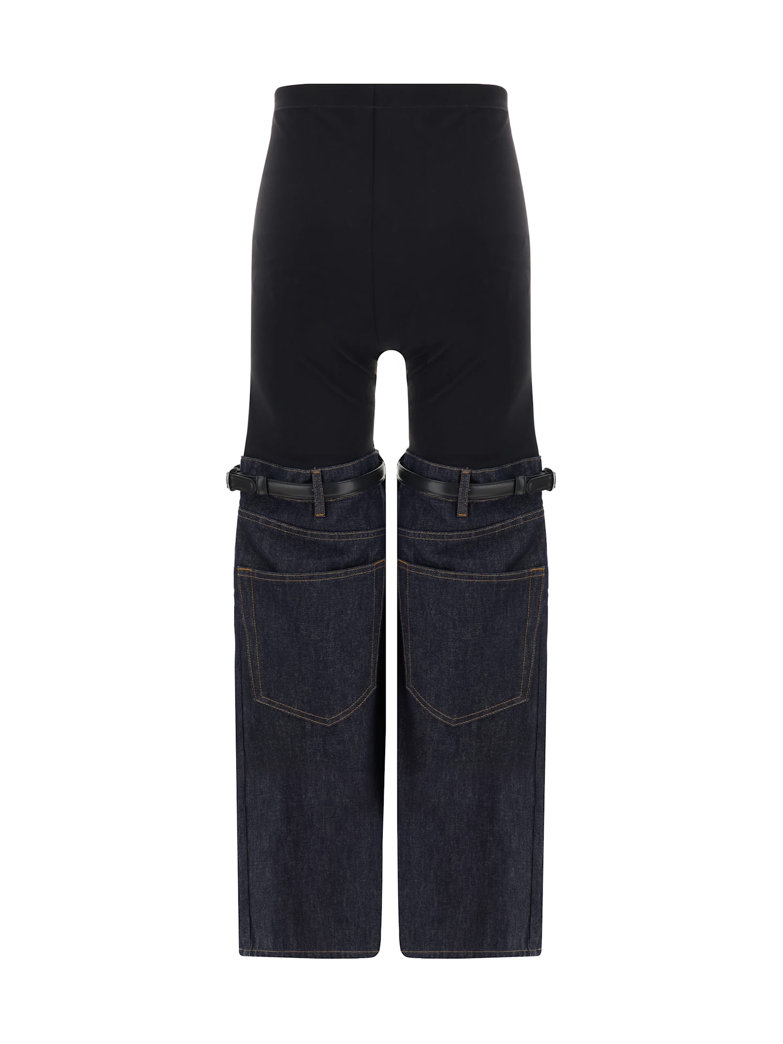 Shop Coperni Hybrid Denim Pants In Black-blue Raw