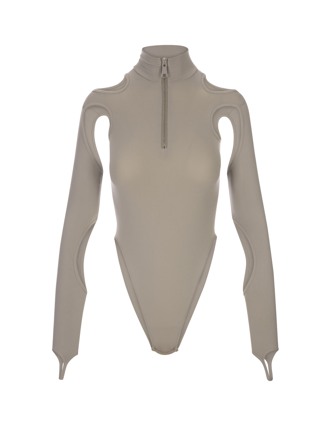 Shop Andreädamo Taupe Body Top With Cut-out In Grigio