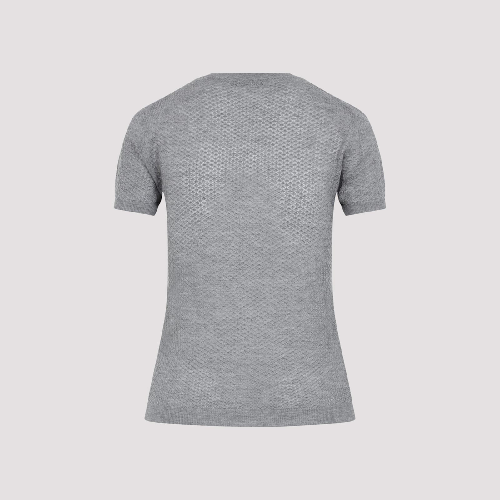 Miu Miu Textured Pattern Cashmere T-shirt In Gray