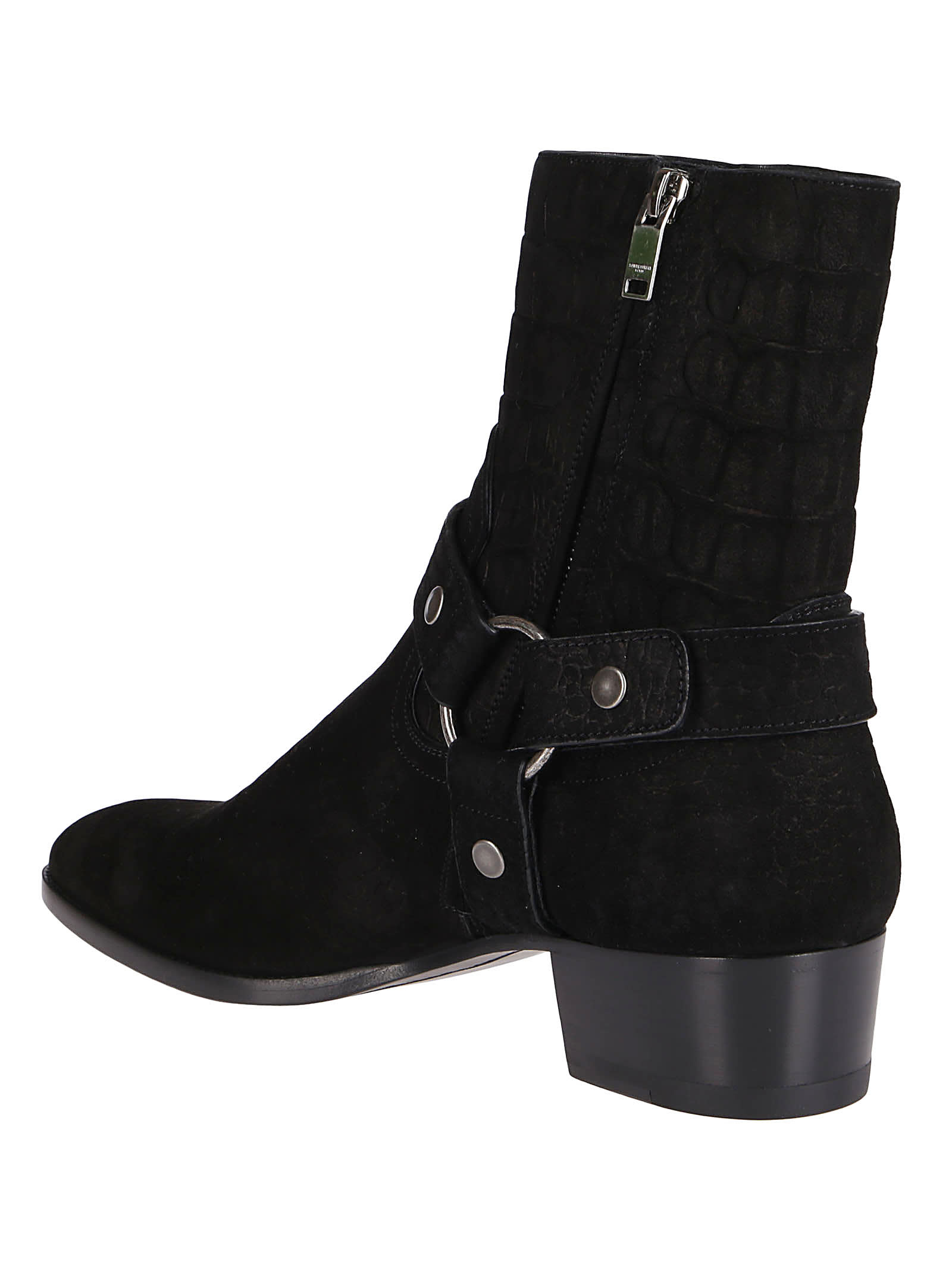 saint laurent leather harness boots