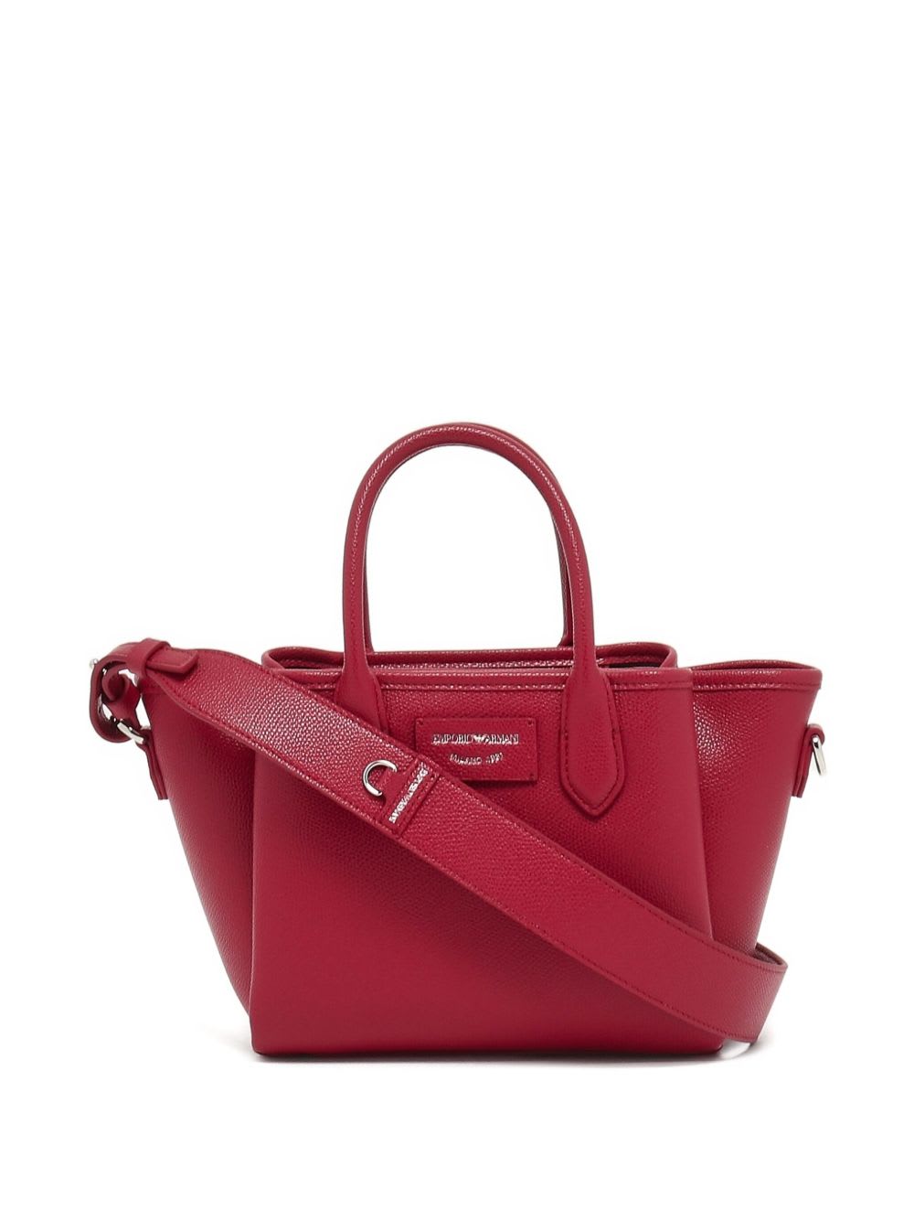 Emporio Armani Top-handle Leather Satchel In Burgundy