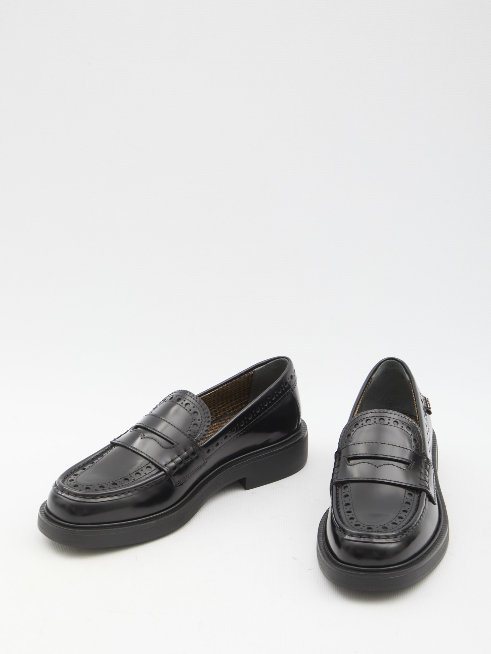 Shop Tod's Leather Loafers In Black