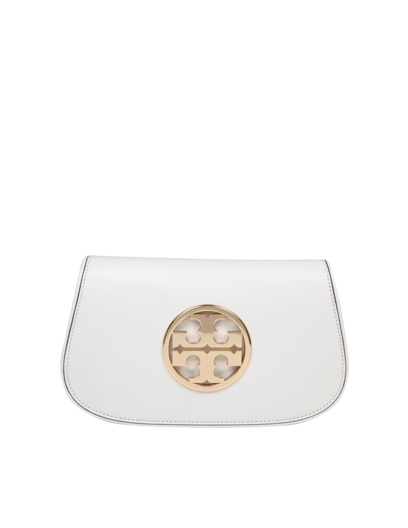 Shop Tory Burch Reva Clutch In Ivory Leather In New/ivory