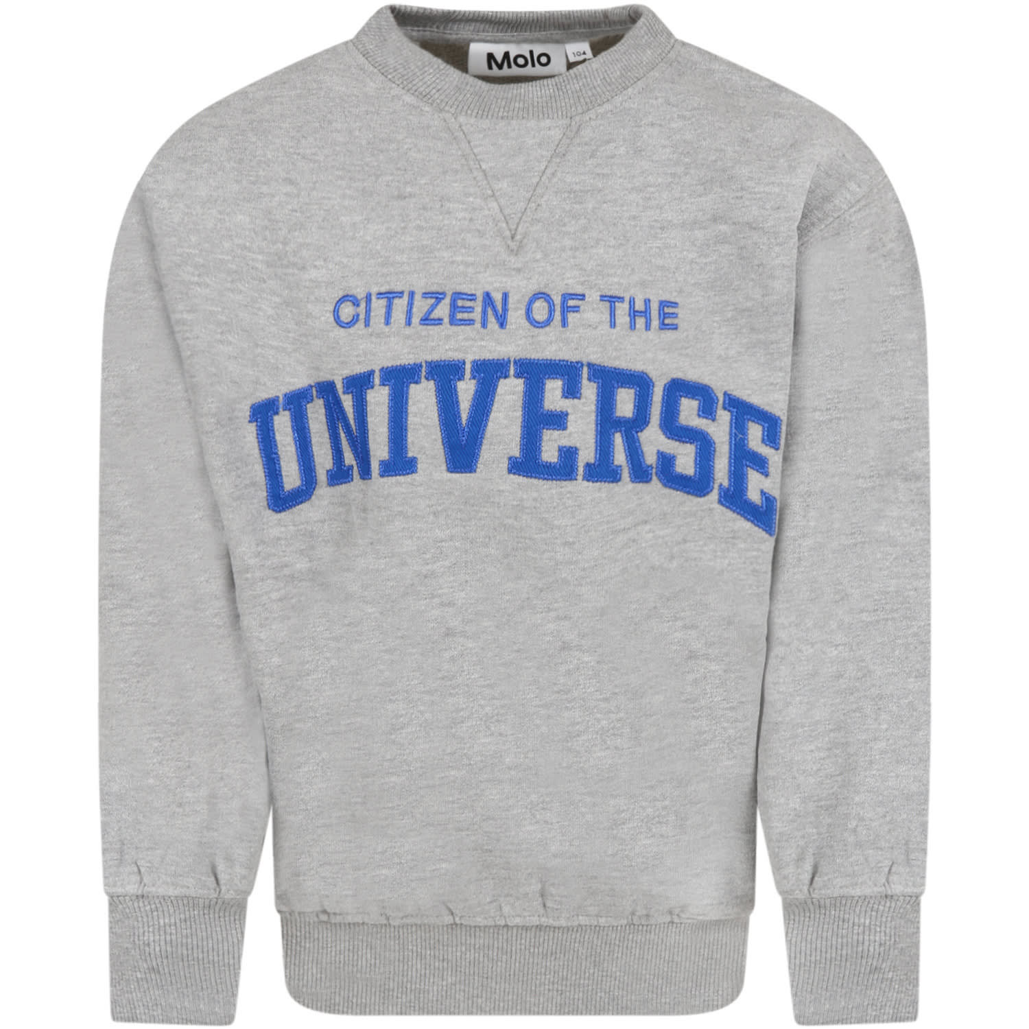 Molo Grey Sweatshirt For Kids With Blue Writing